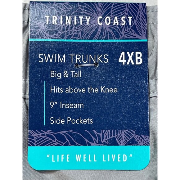 Trinity Coast 4XB Swim Trunks Color block Grey/Black Elastic Waist & Drawstring - Picture 8 of 13